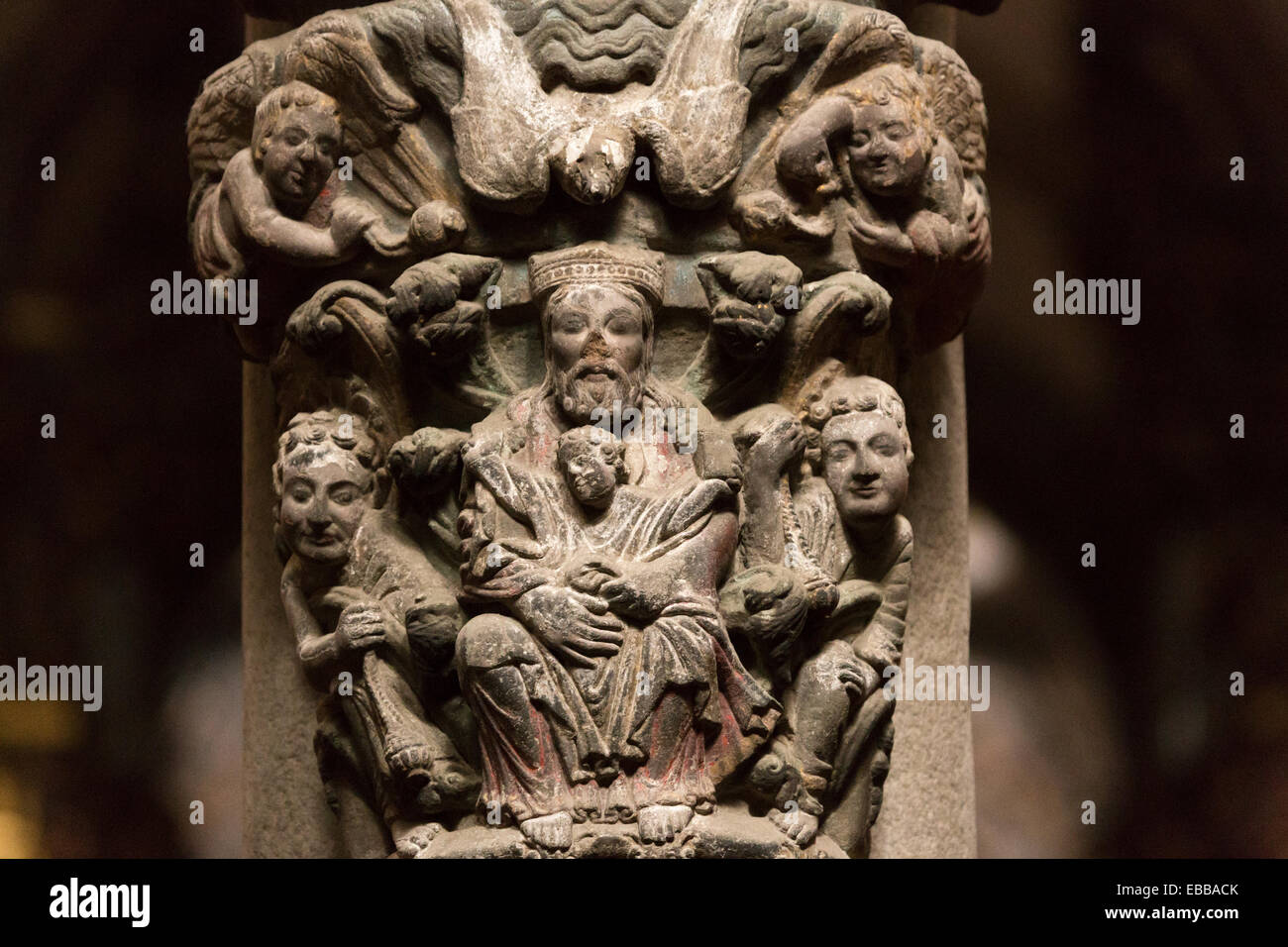 12th century A Coruña art building carve cathedral church close-up color image Compostela decoration Depth of field detail dof Stock Photo