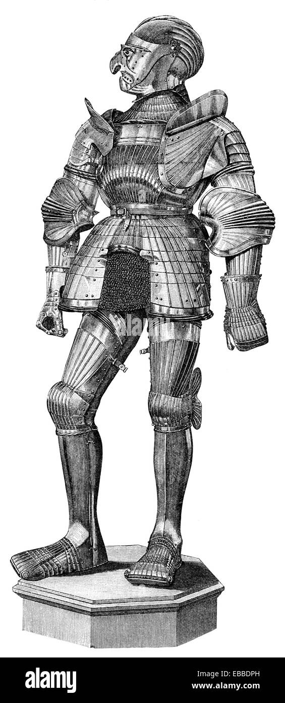 medieval Maximilian armour, early 16th-century, Ritterrüstung aus dem 16.  Jahrhundert, Mailänder Rüstung, Maximiliansharnisch Stock Photo - Alamy