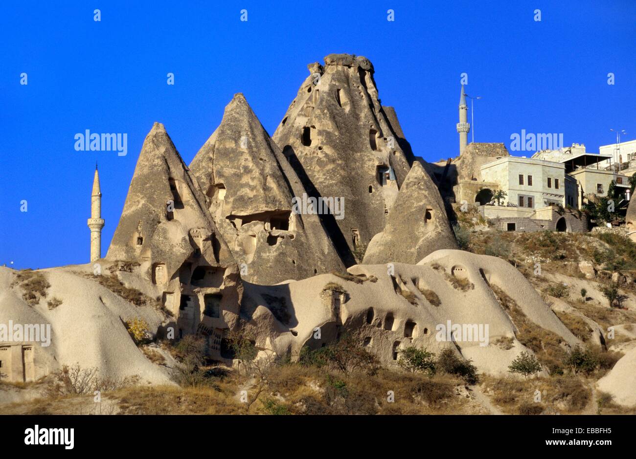 Cappadocia; Homes carved from Tufa Formations; Turkey Stock Photo Alamy