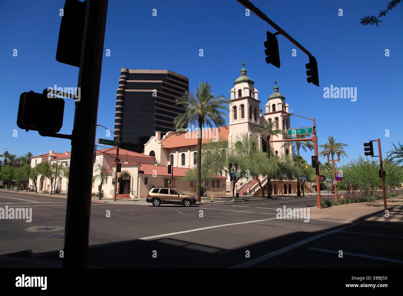 Historic St  Mary´s Basilica in Downtown Phoenix  Arizona  USA. Stock Photo