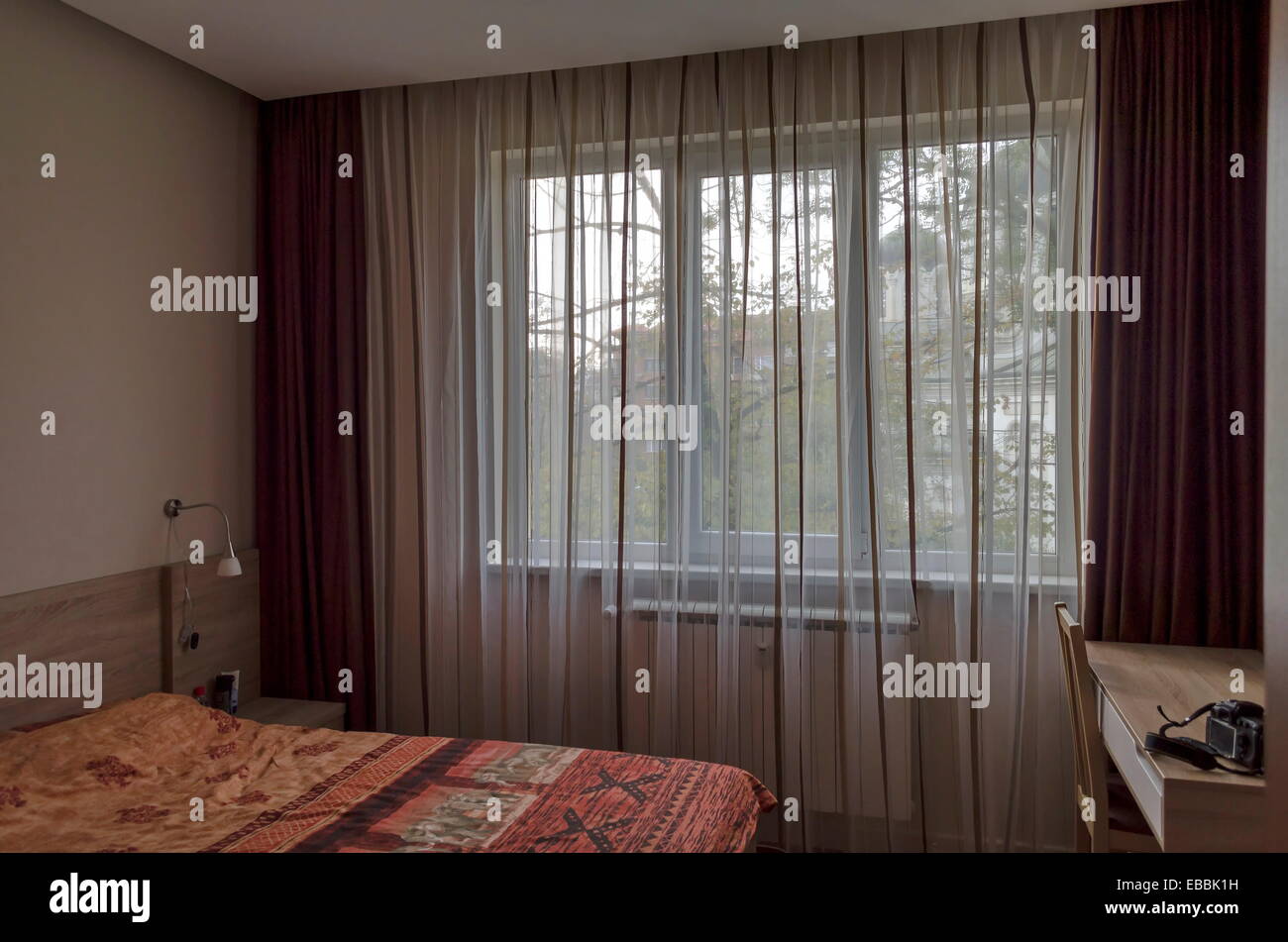 Bedroom in fresh renovated apartment in Sofia, Bulgaria Stock Photo Alamy