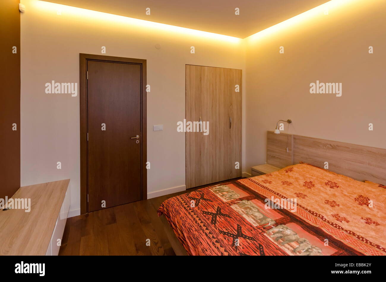 Bedroom in fresh renovated apartment in Sofia, Bulgaria Stock Photo Alamy