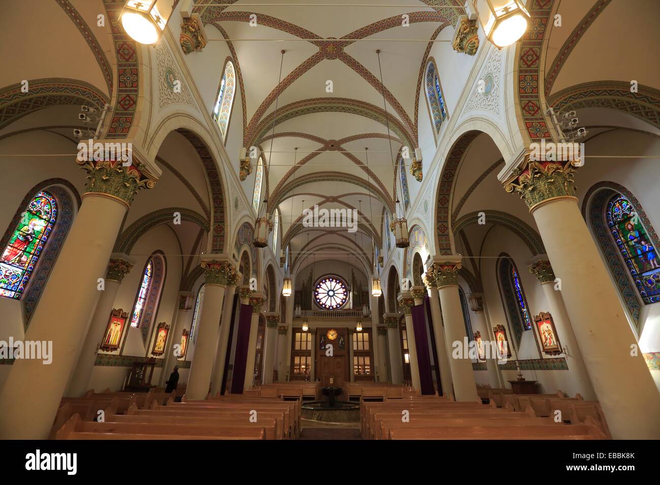 The interior view of the Cathedral Basilica of St. Francis of Assisi. Santa Fe. New Mexico. USA. Stock Photo