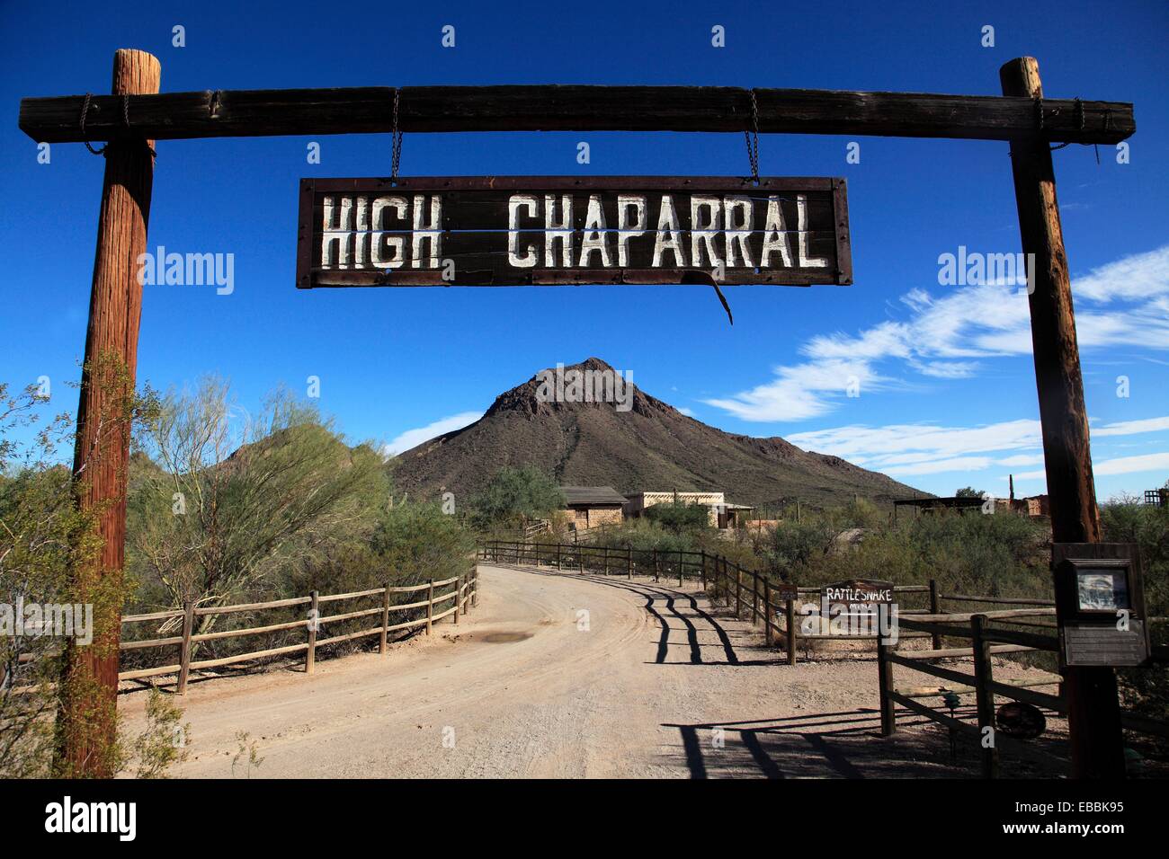 The entrance of the High Chaparral film set in Old Tucson Studios. Tucson. Arizona. USA Stock Photo