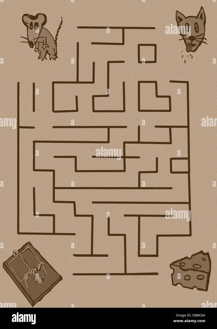 Mouse maze vintage Stock Photo