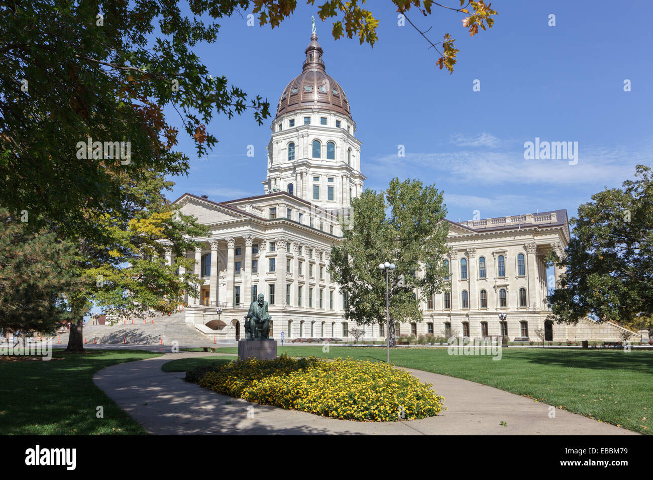 Kansas State Capitol, Topeka, completed 1903, architect John Haskell, limestone, copper dome, taller than US Capitol. Stock Photo