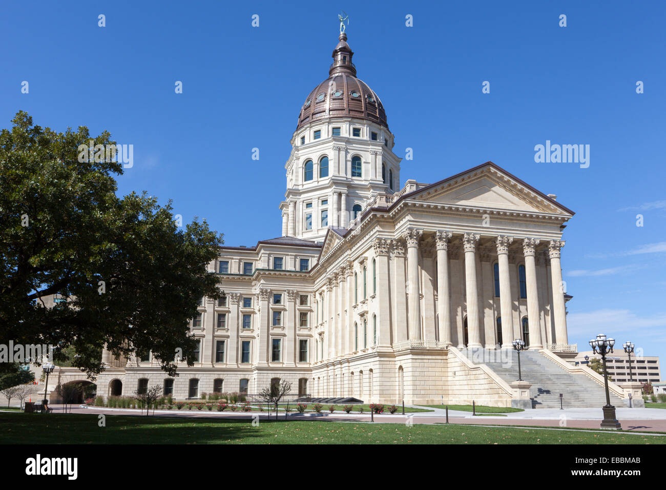 Kansas State Capitol building, Topeka, completed 1903, architect John Haskell, limestone, copper dome, taller than US Capitol. Stock Photo