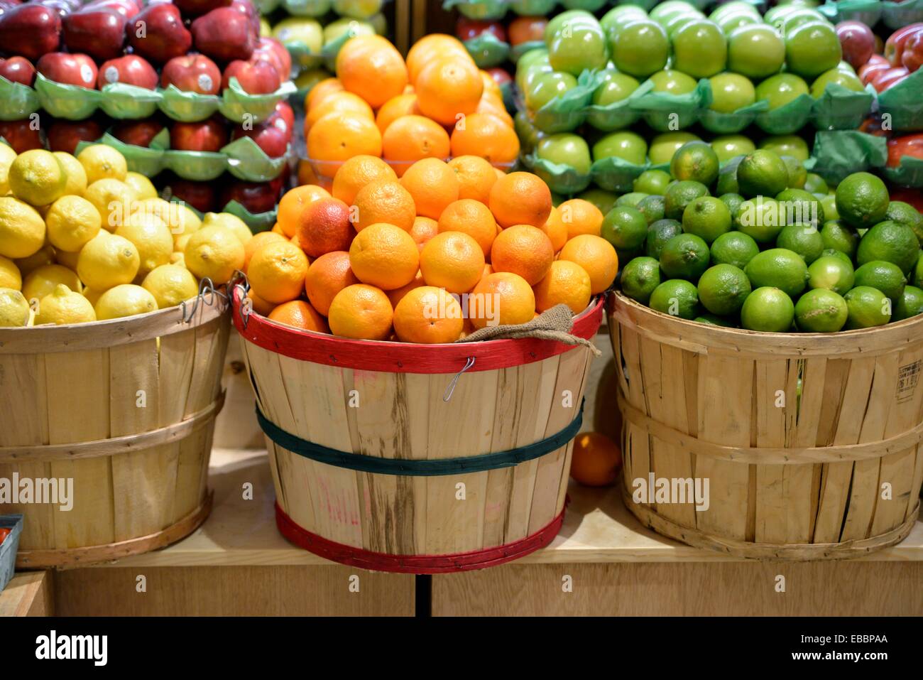 Bushels of Oranges, Lemons and Limes, Displayed in a Retail Gourmet