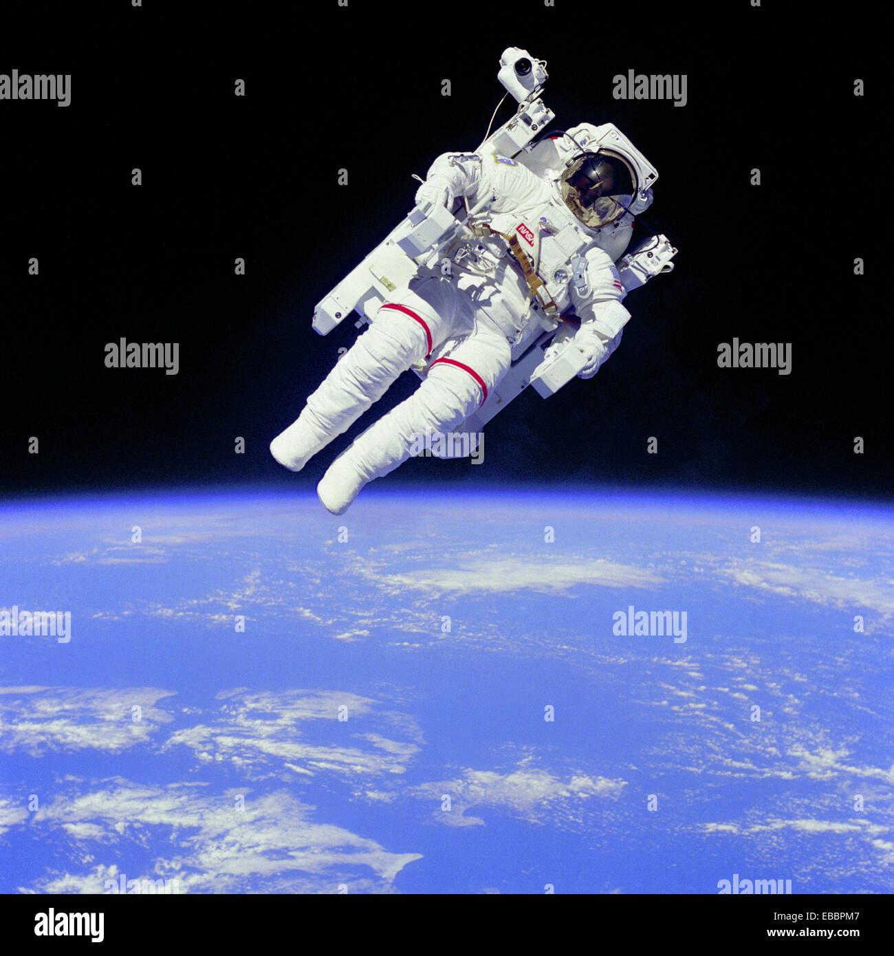 Mission Specialist Bruce McCandless II ventured further away from the confines and safety of his ship than any previous Stock Photo