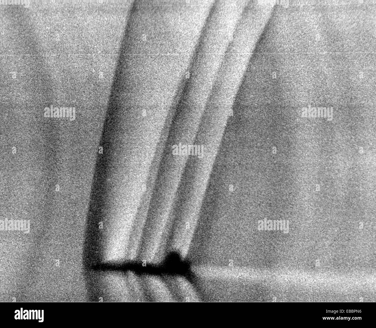 Schlieren photograph of T-38 shock waves at Mach 1.1, 13,000 feet. This is Dr. Leonard Weinstein´s Schlieren photograph of a Stock Photo