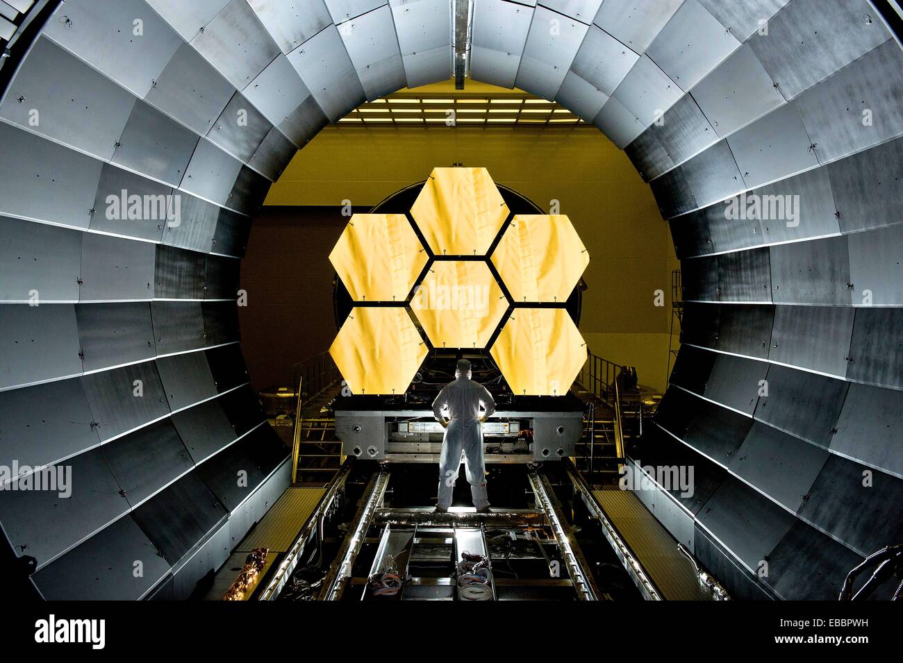 Next Generation Space Telescope NASA engineer Ernie Wright looks on as