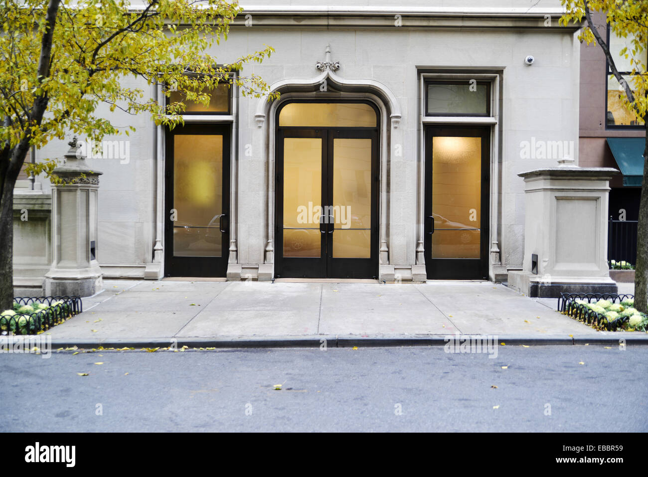 Soft Light Seen Through The Doors Of A Townhouse Manhattan New