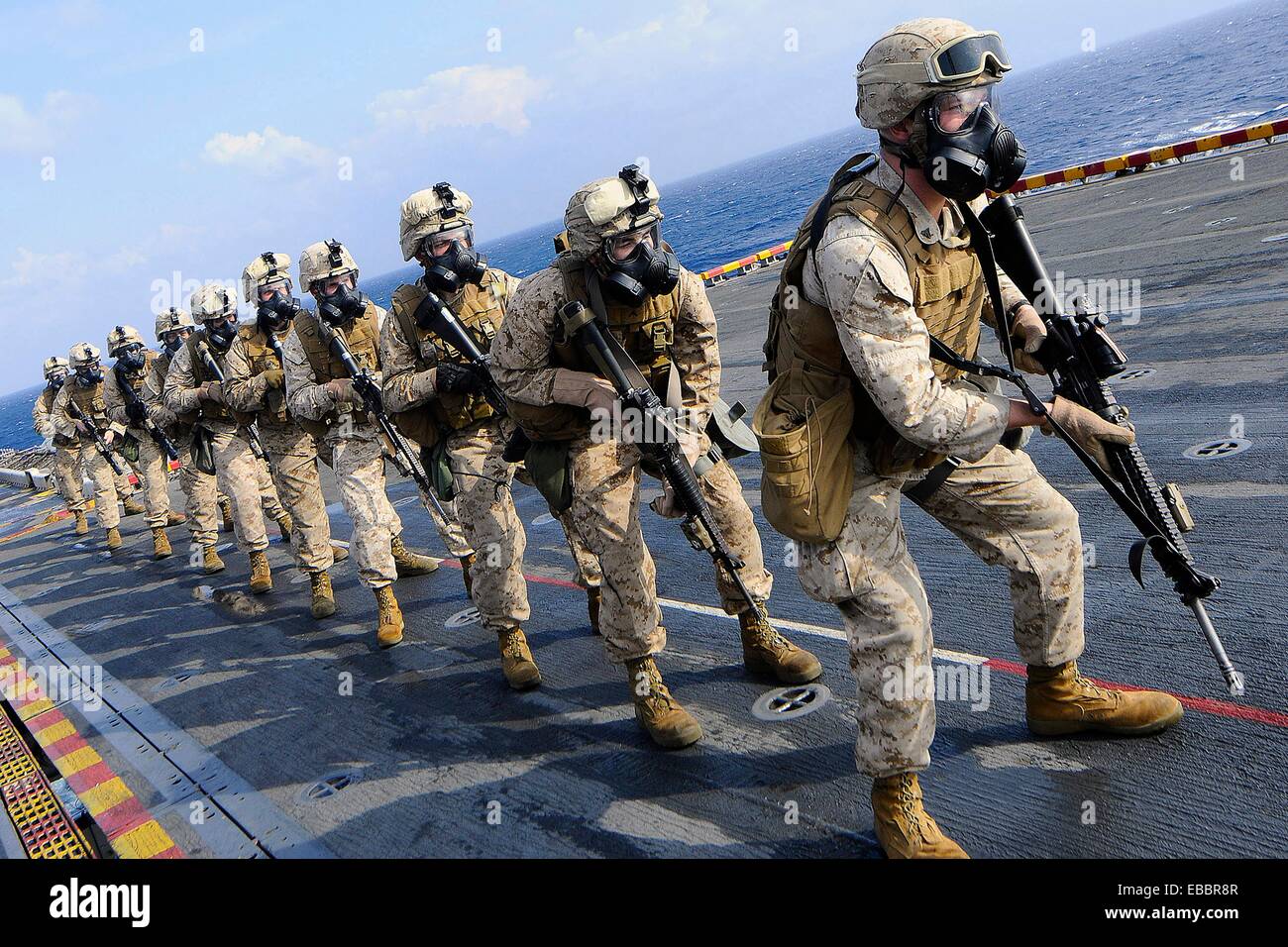 MEDITERRANEAN SEA April 1, 2011 Marines with 1st Battalion, 2nd Marine Regiment, 26th Marine Expeditionary Unit 26th MEU, Stock Photo