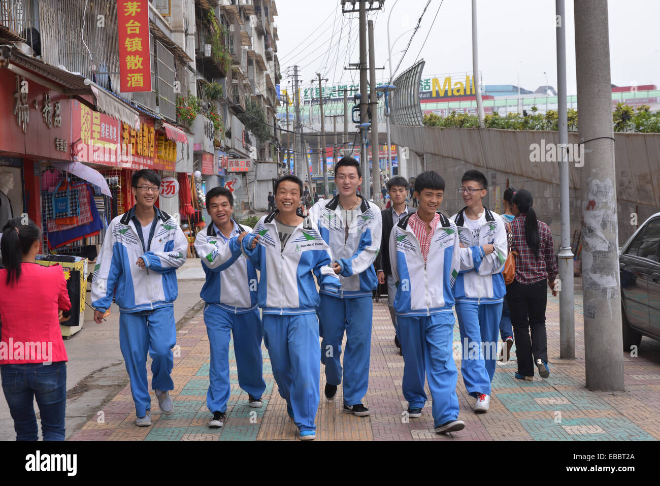 School boys on the street in Guiyang Stock Photo - Alamy