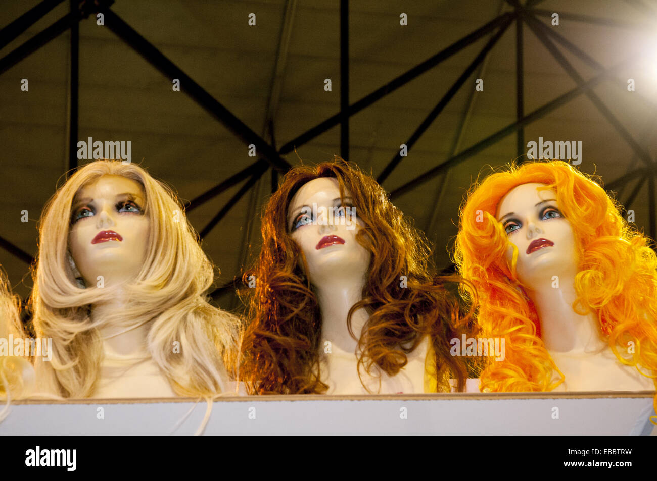 Mannequins with colourful wigs Stock Photo Alamy