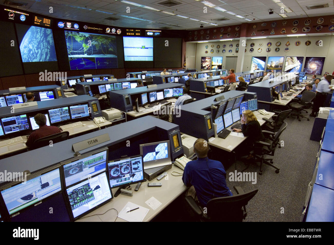(6 Oct. 2006)--- International Space Station flight controllers have this area as their new home with increased technical Stock Photo
