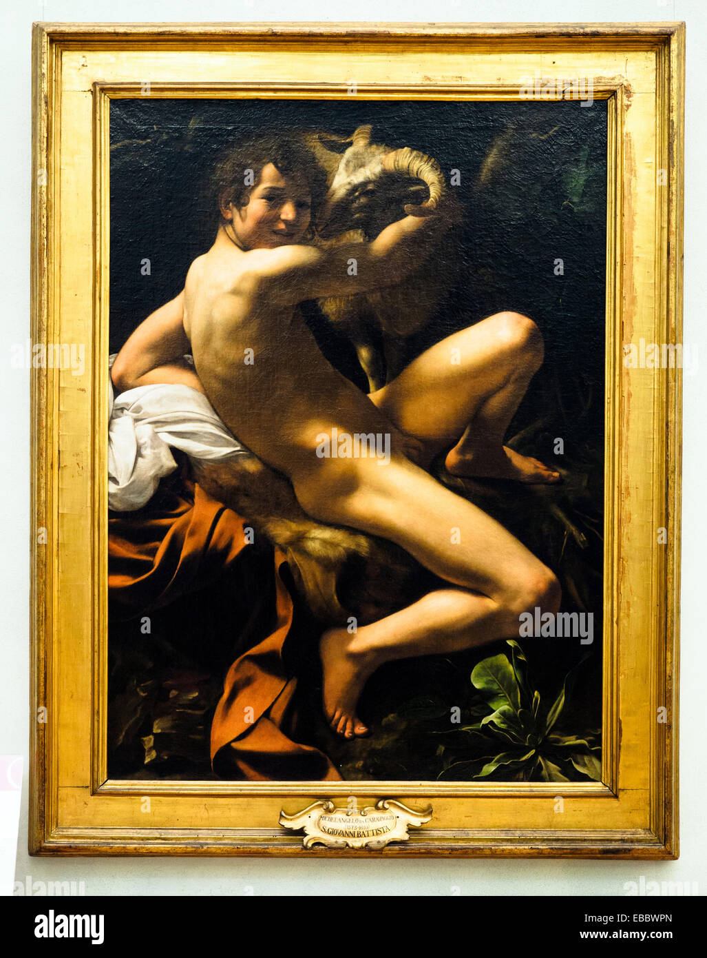 Caravaggio (Michelangelo Merisi, Milano 1571 - Porto Ercole 1610) San Giovanni Battista (St. Jhon the Baptist) Oil on Canvas Musei Capitolini - Rome, Italy Stock Photo