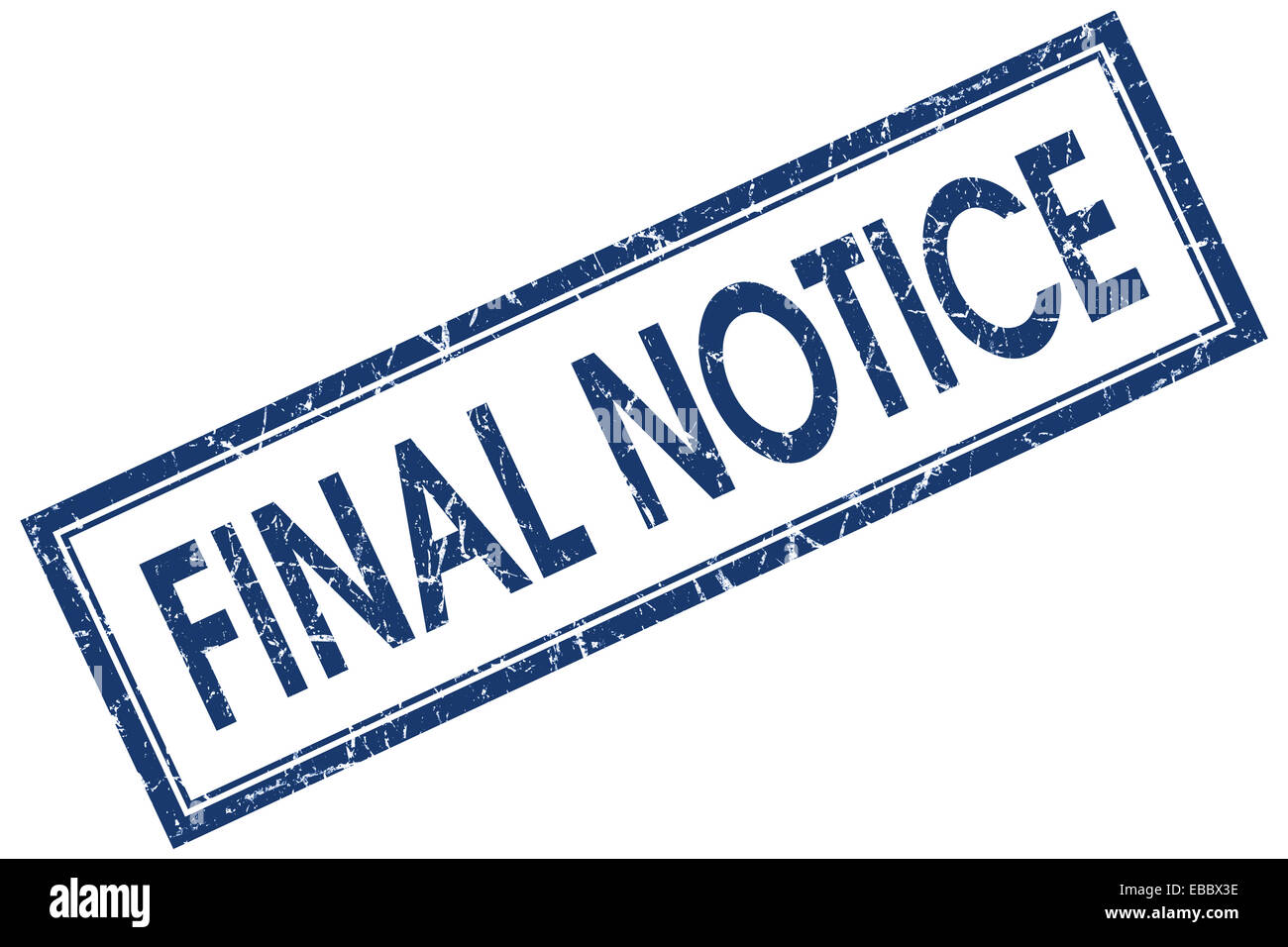 Final notice blue square grungy stamp isolated on white background