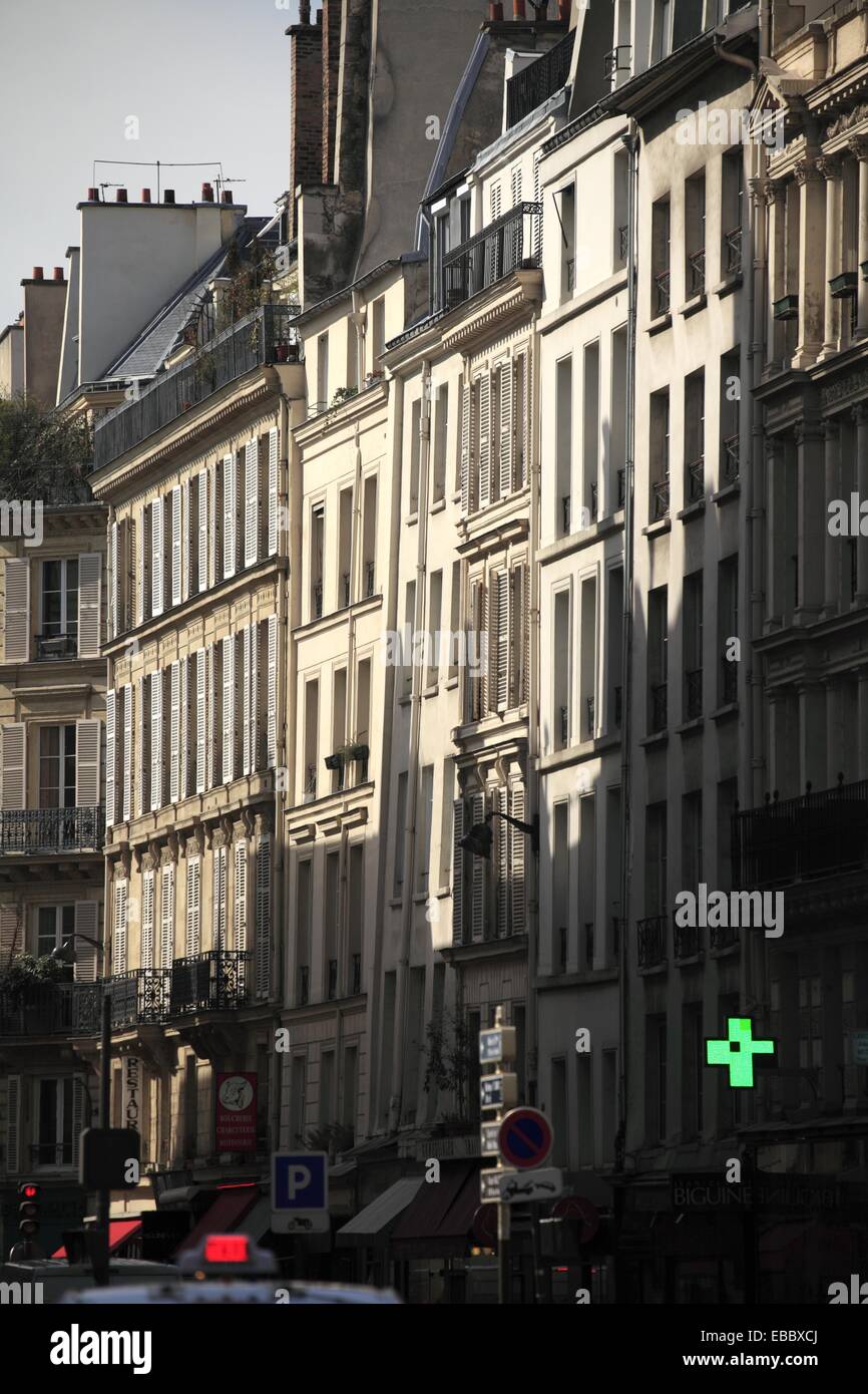 Typical parisian apartment buildings on Rue de Bac in 7th Arrondissement  Paris  France. Stock Photo