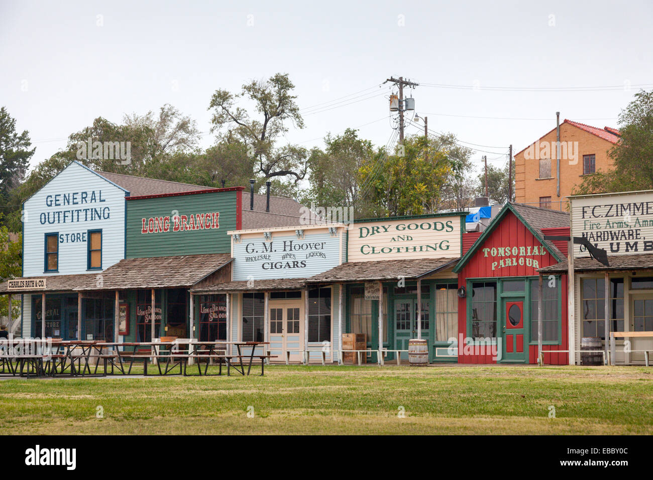 Faux western storefronts, Dodge City, Kansas Stock Photo