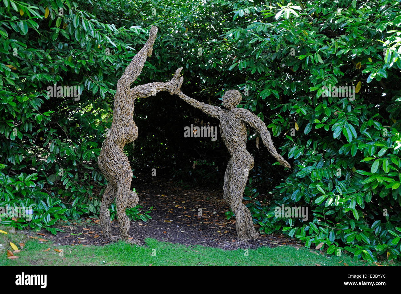 Construction of two figures in the Burghley House Sculpture Garden Stock Photo