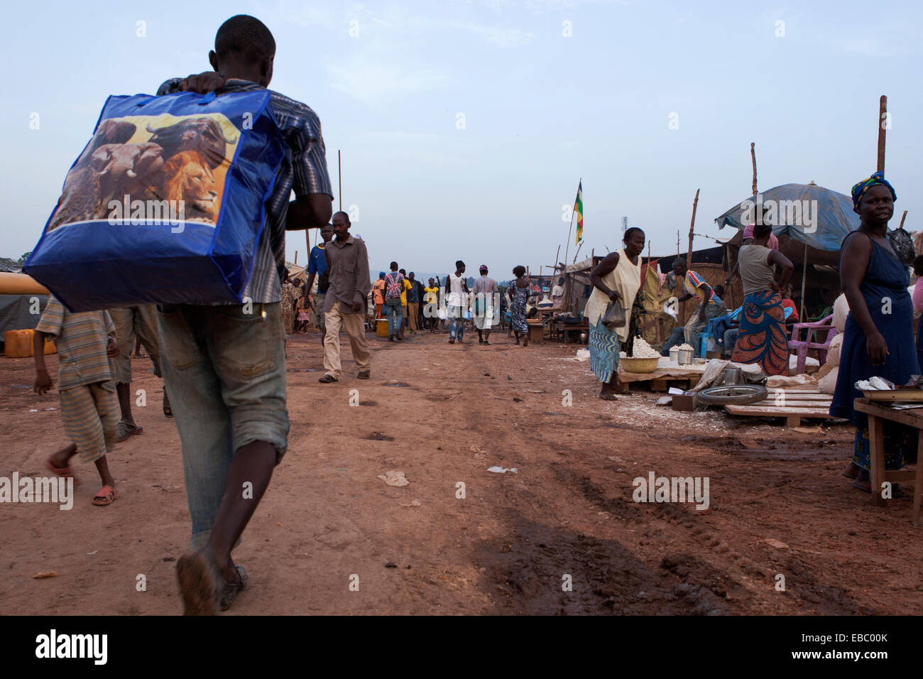 Camp for internally displaced persons at  Mpoko airbport in Bangui, Central African Republic Stock Photo