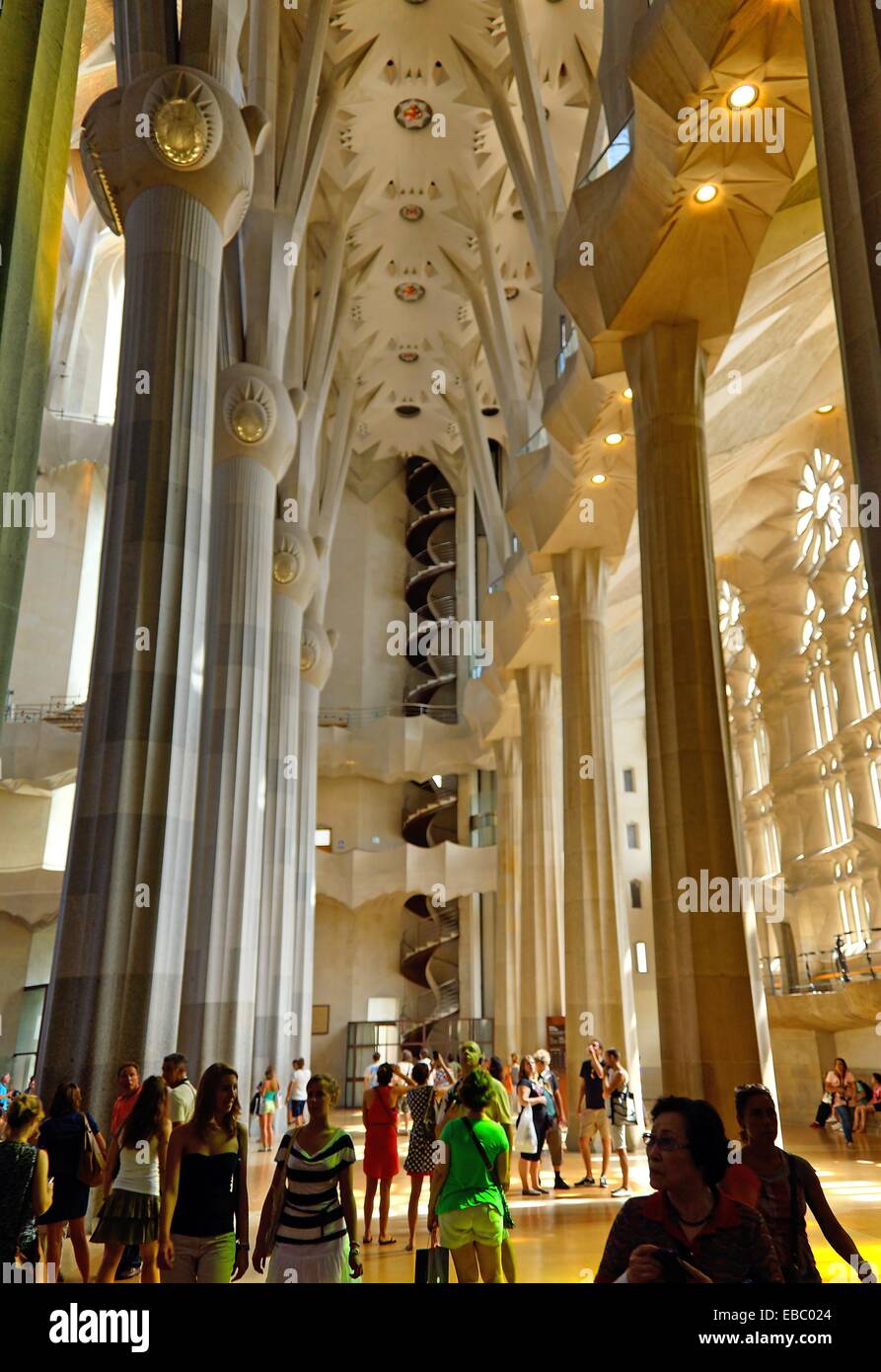 Barcelona Spain Interior of the Basilica of the Sagrada Familia in ...