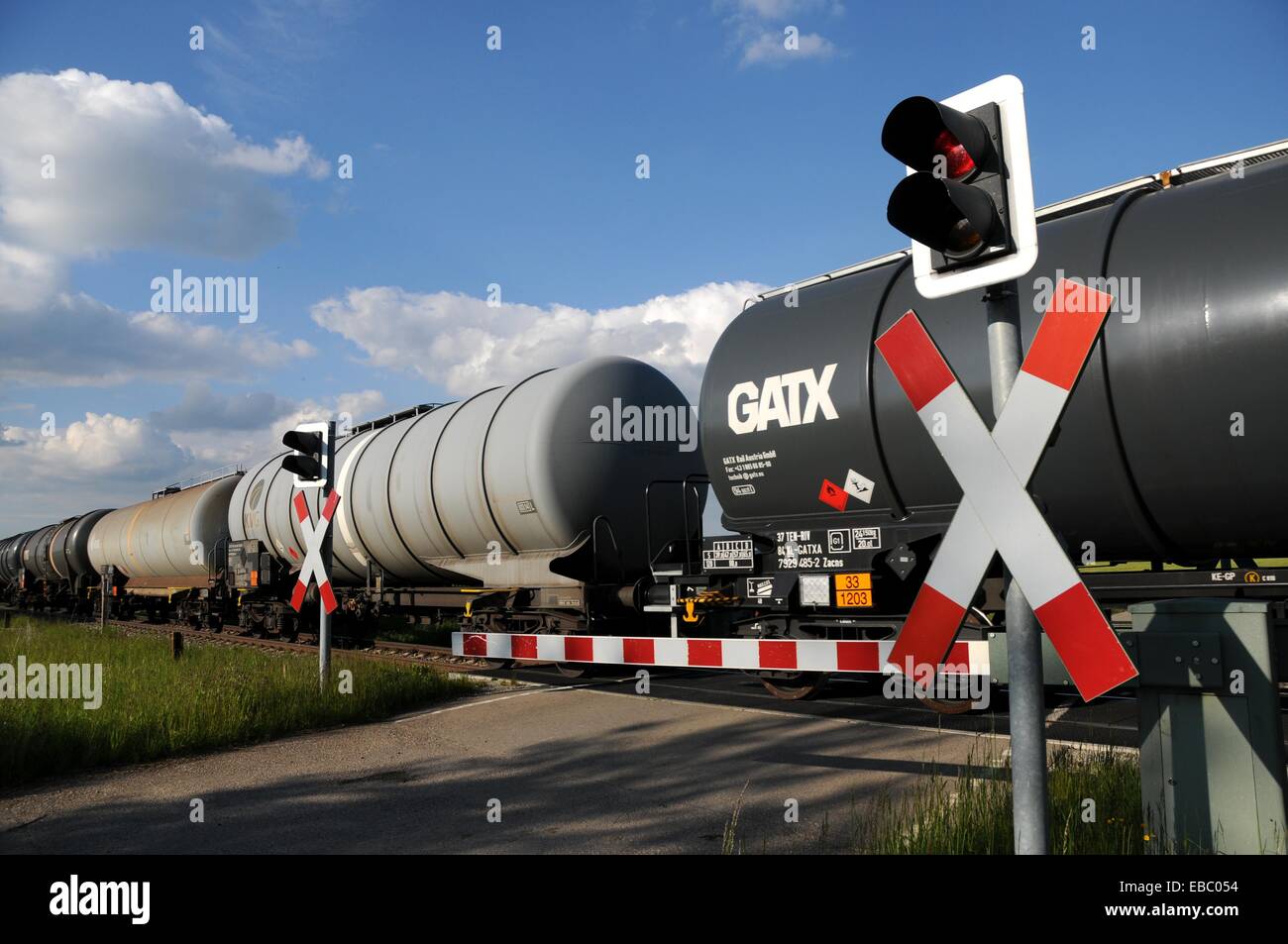 Freight train with tank cars Stock Photo Alamy