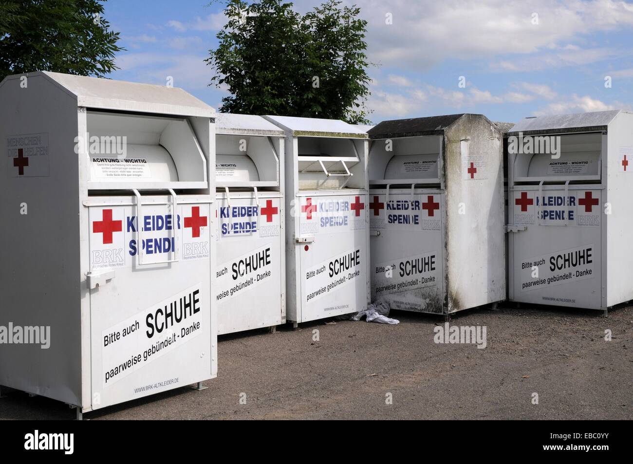 Clothes donation container of the Red Cross in Germany Stock Photo - Alamy