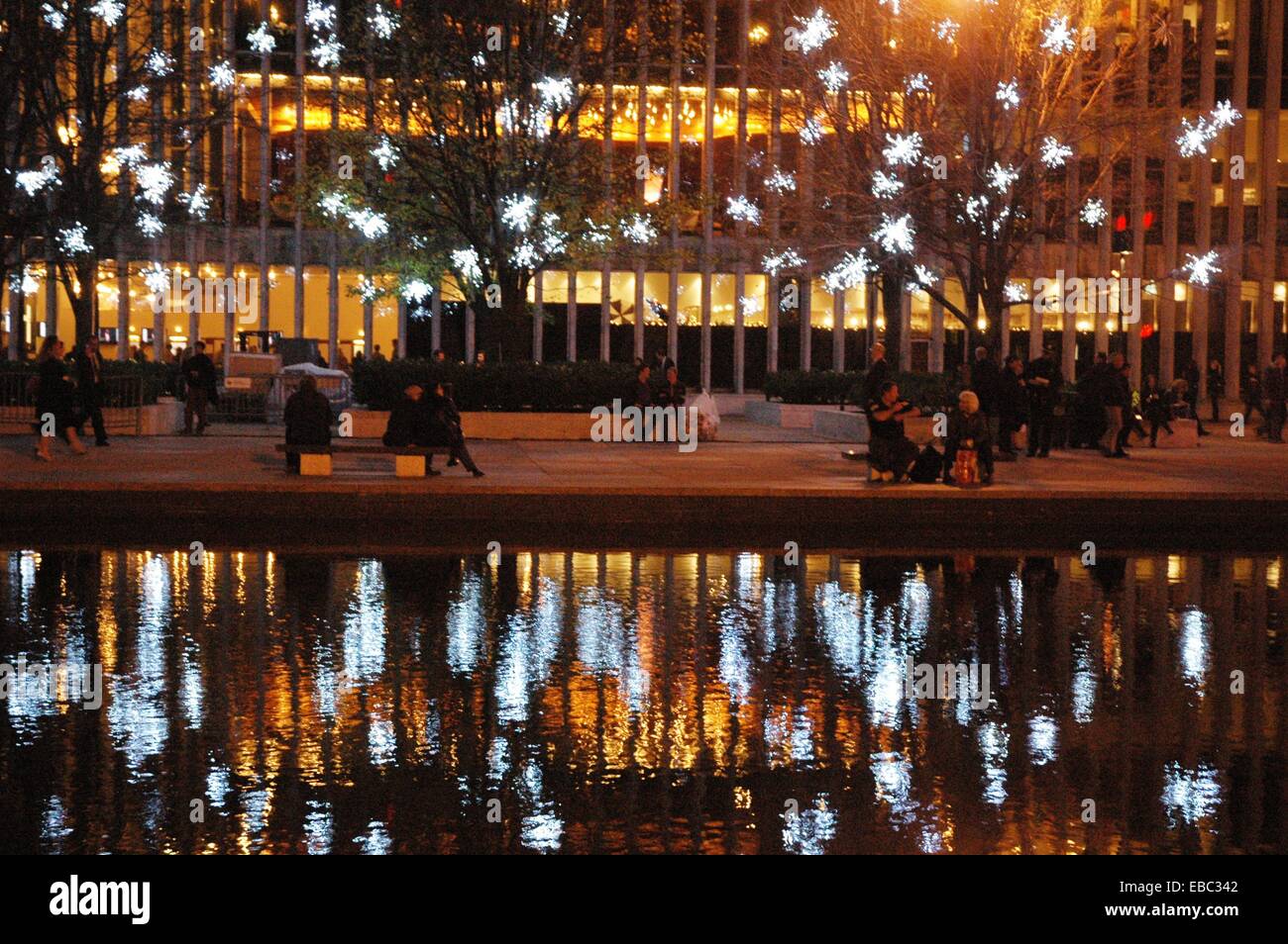New York City, Christmas decorations at the Lincoln Center Stock Photo