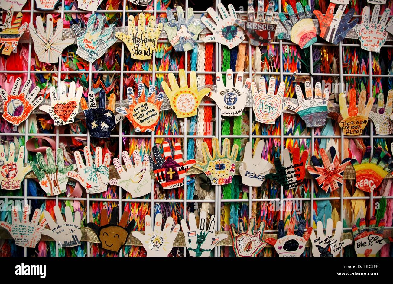 New York City Paper Hands And Origami Left By Visitors With