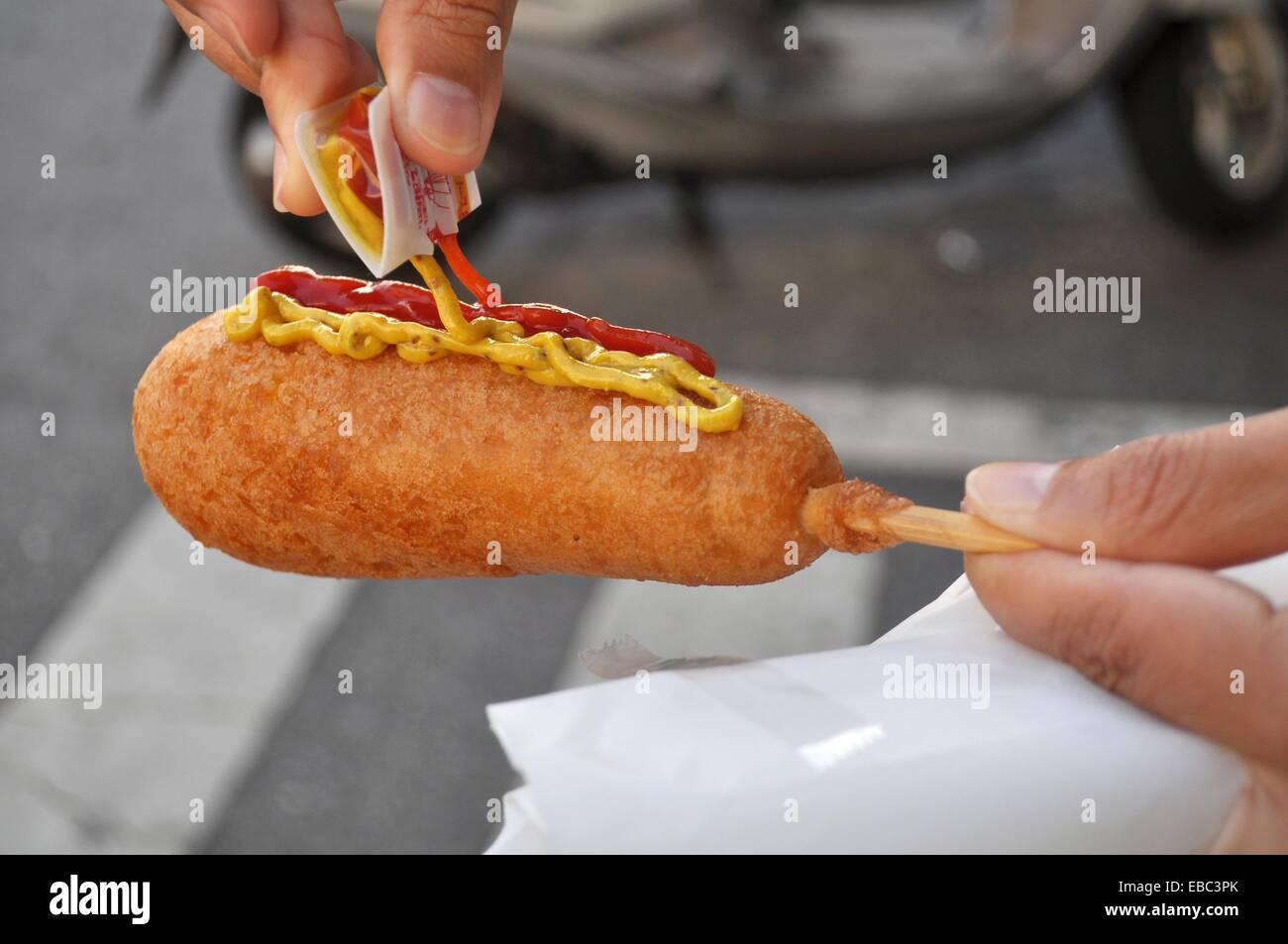 Naha Okinawa, Japan, hotdog 'nugget’ Stock Photo Alamy
