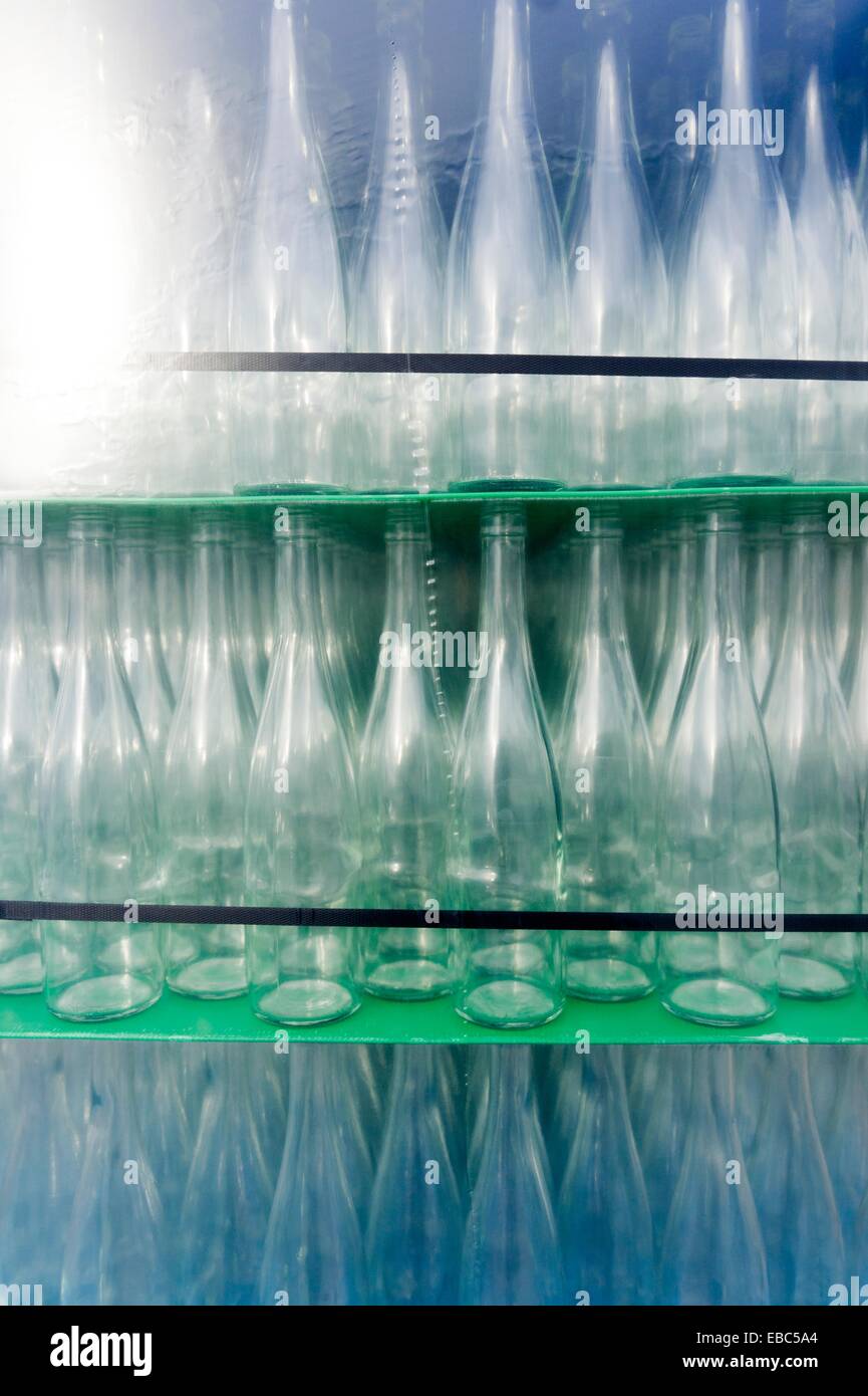 Pallet of glass bottles Stock Photo Alamy