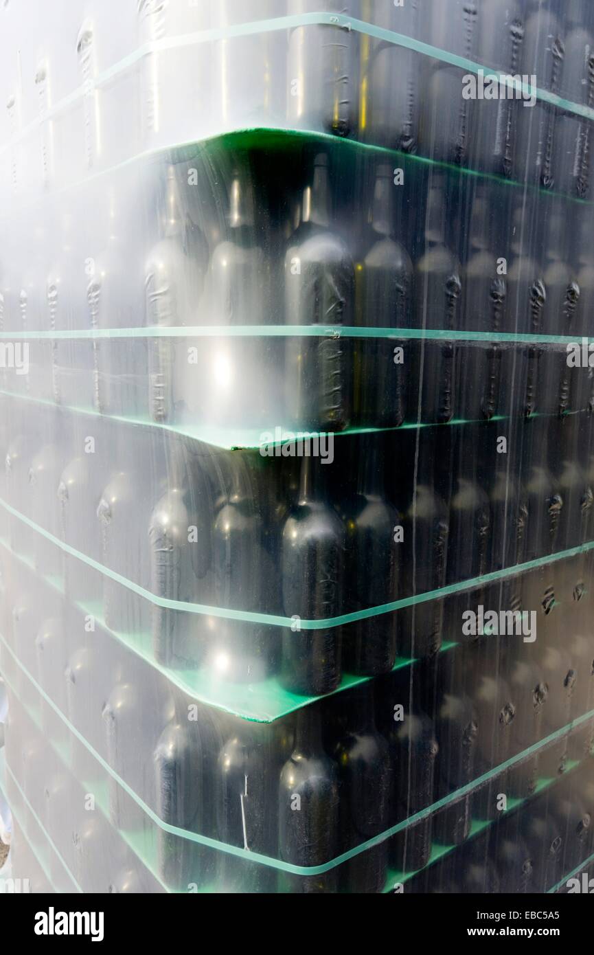 Pallet of glass bottles Stock Photo Alamy