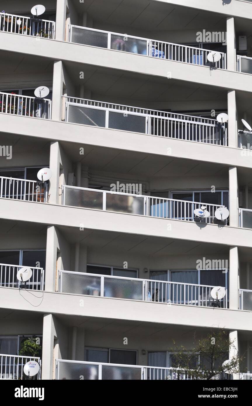 Naha, Okinawa, Japan, apartments with dish antennas Stock Photo Alamy