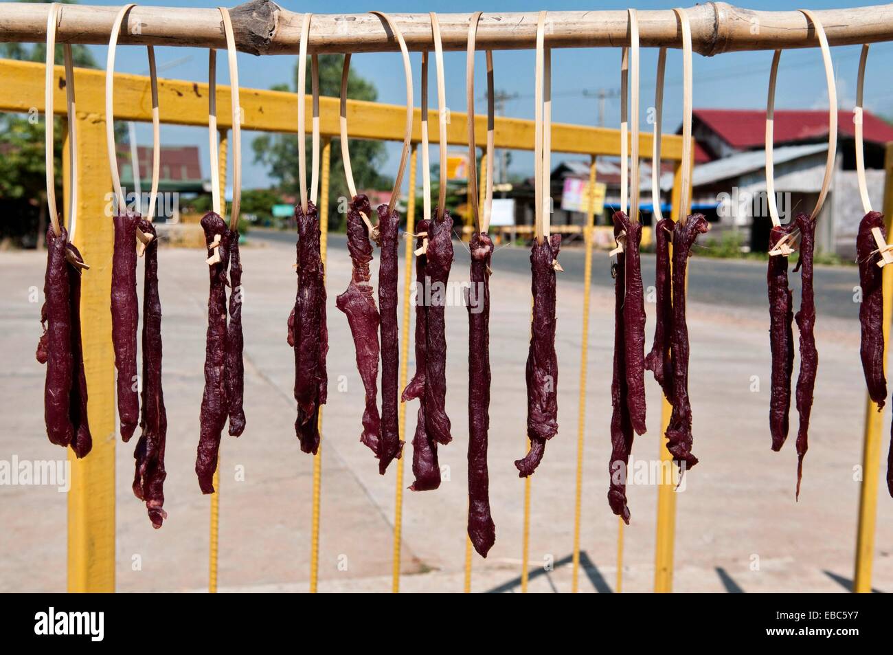 jerky drying in the sun, Luang Prabang, Laos Stock Photo Alamy
