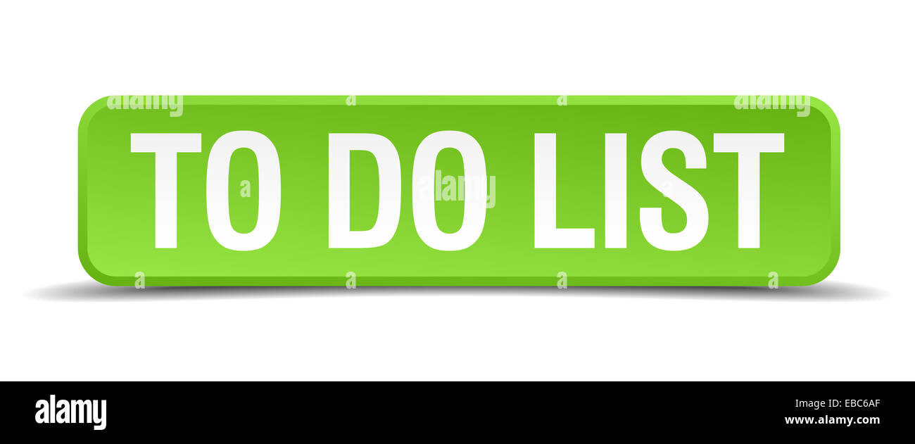 to do list green 3d realistic square isolated button Stock Photo - Alamy