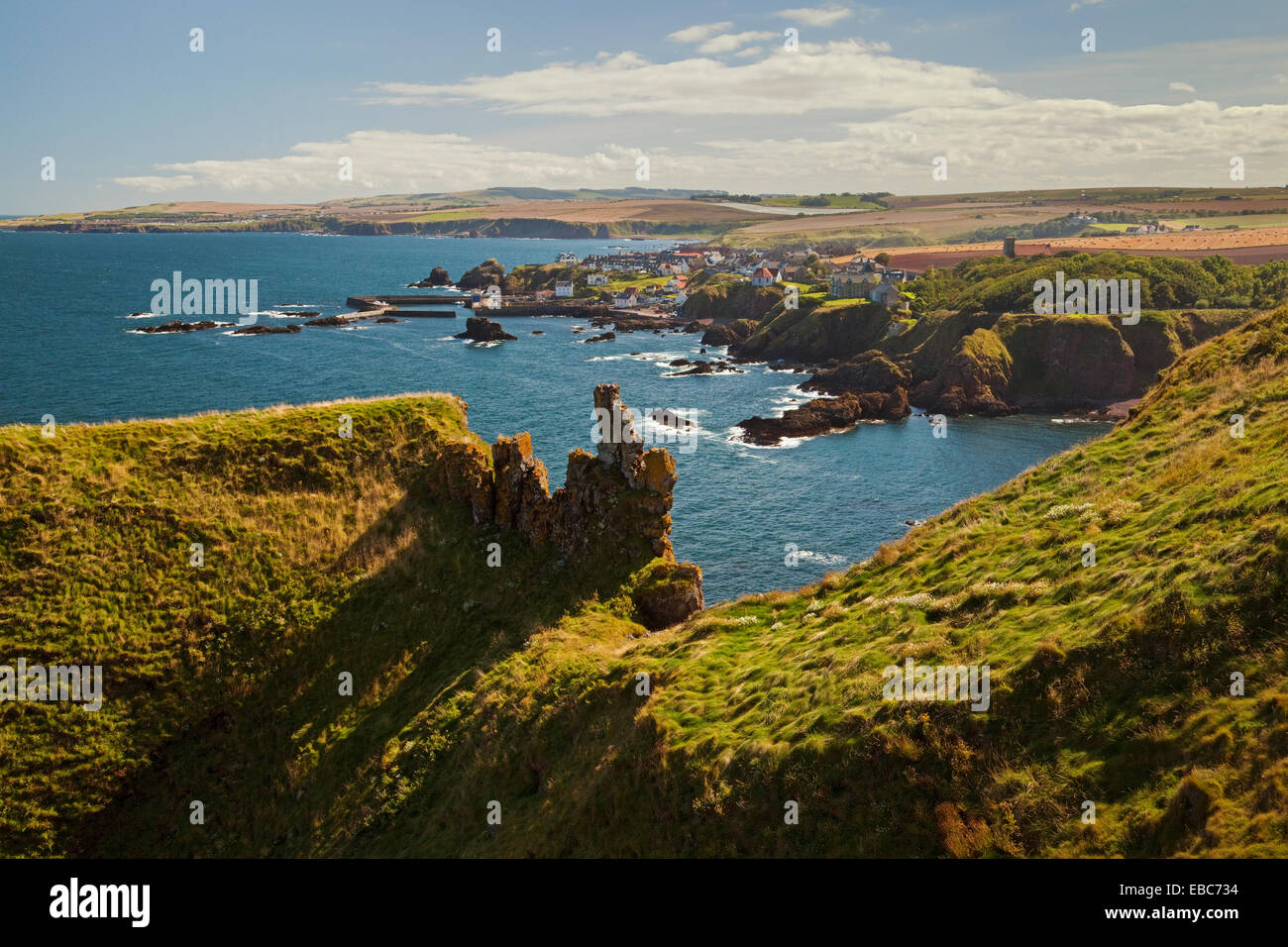 The village of St Abbs from St Abbs Head Stock Photo