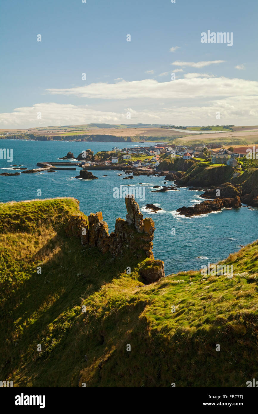 The village of St Abbs from St Abbs Head Stock Photo