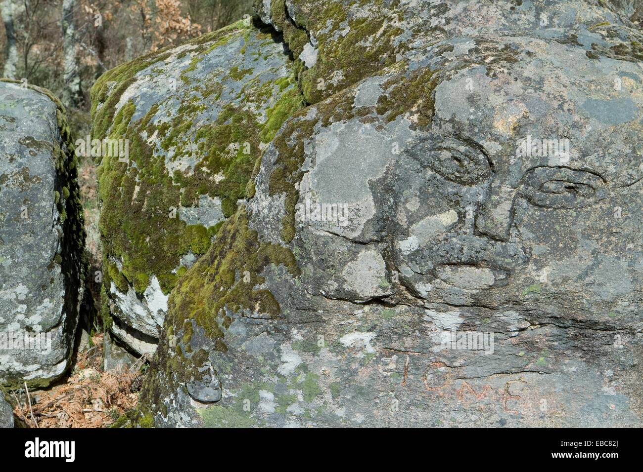 Sculpted rocks called by Tome faces in Sierra de Francia-Las Batuecas Natural Park. Salamanca province Castilla-Leon Spain Stock Photo