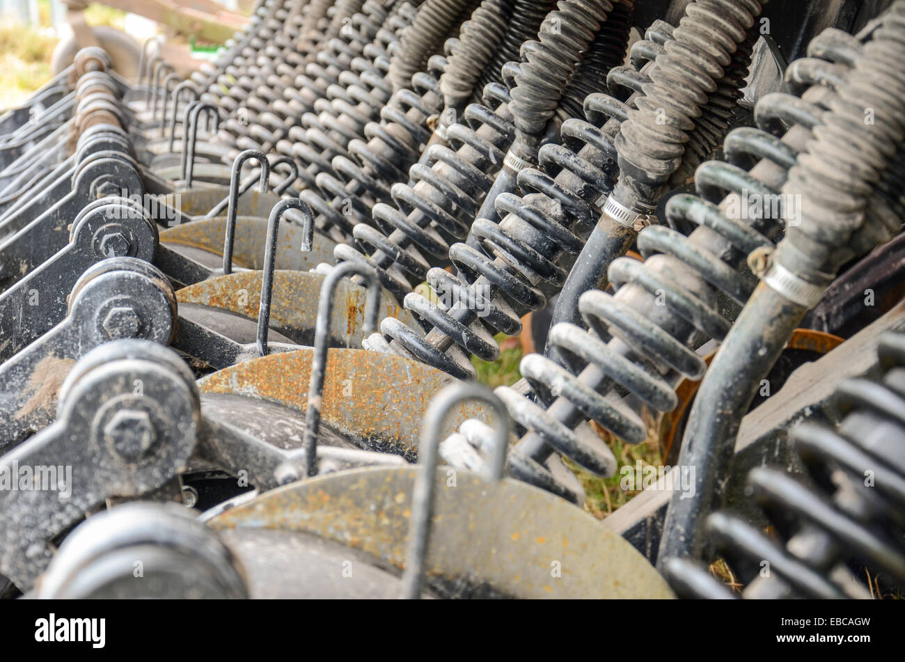 Springs and pistons inside of agricultural machinery in San Ramon, Canelones, Uruguay Stock Photo