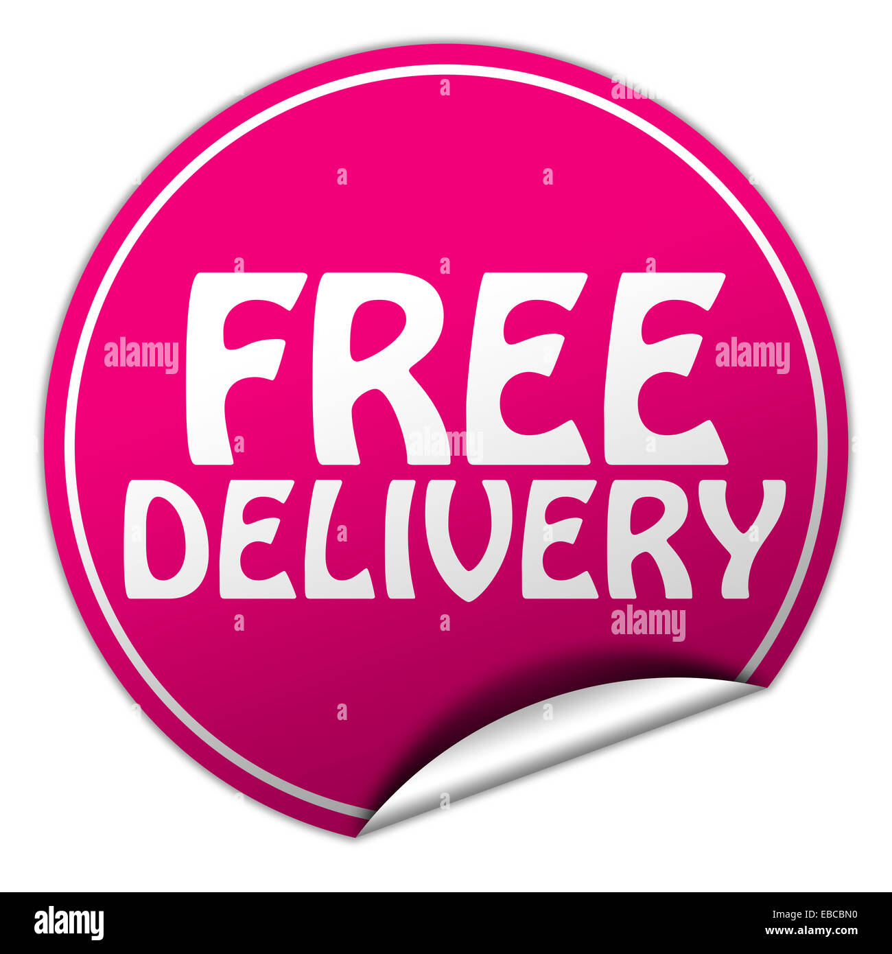 FREE DELIVERY round pink sticker on white background Stock Photo - Alamy