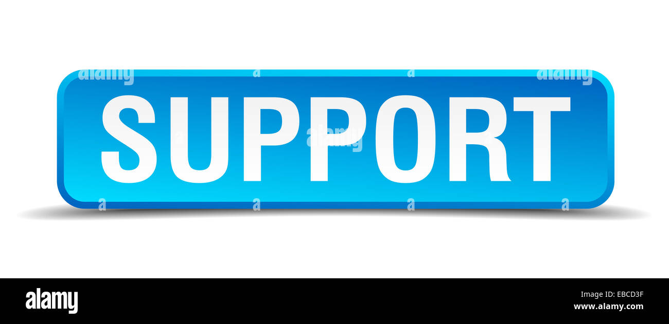 Please Support Blue Support blue 3d realistic square isolated button Stock Photo - Alamy