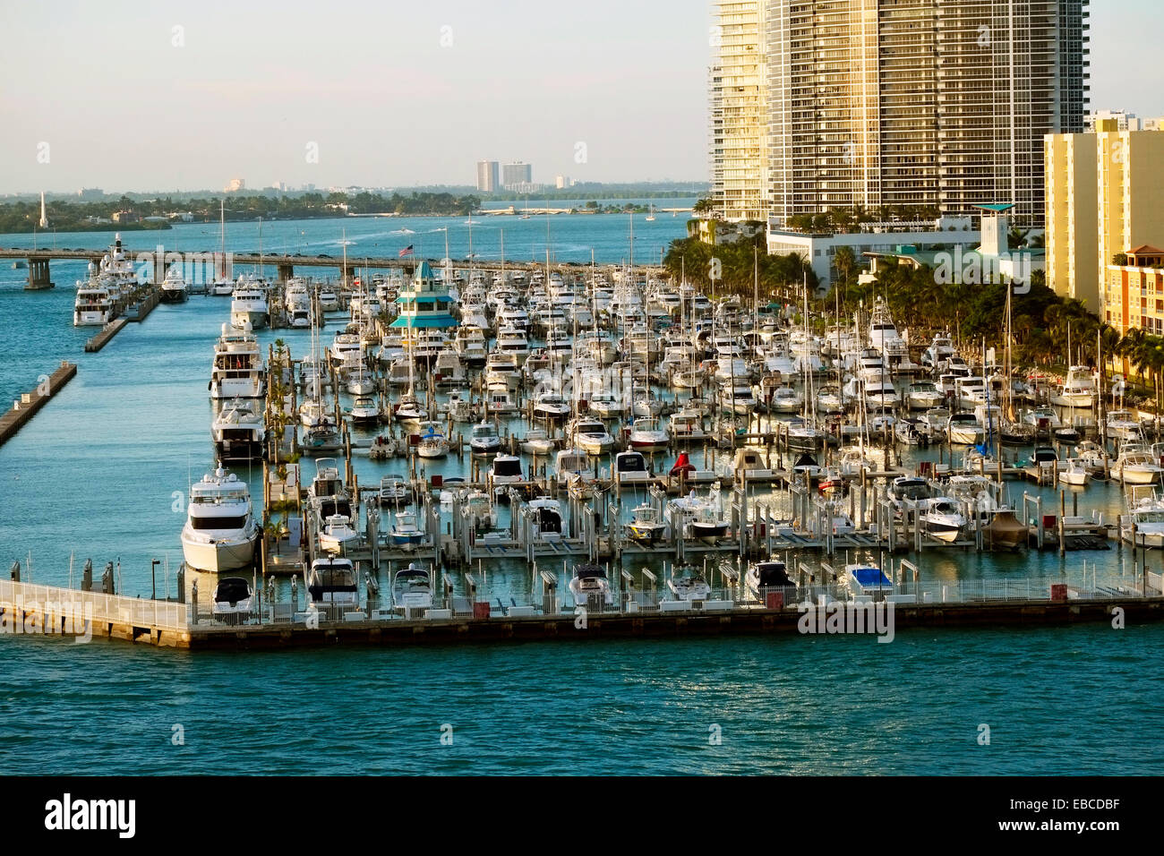 Boats Sailboats Port of Miami Cruise Ship Docks Florida FL US Stock Photo