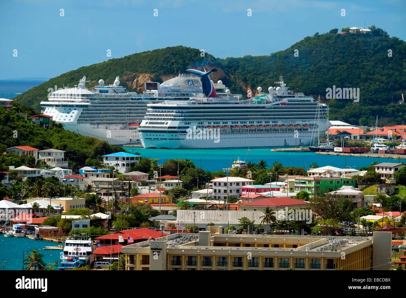 Charlotte Amalie Harbor St. Thomas USVI US Virgin Islands Territory Caribbean Island Stock Photo