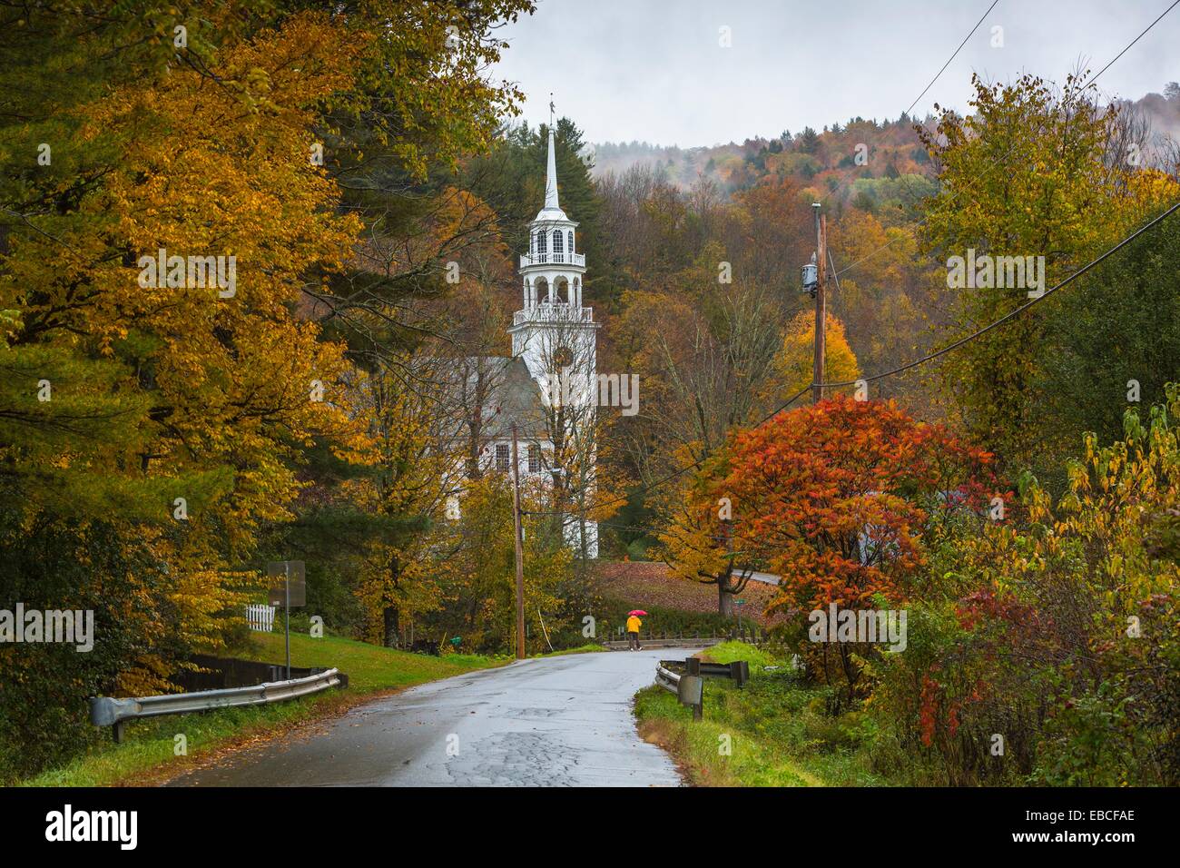 Belltower and colorful trees in Strafford, Vermont, USA Stock Photo Alamy