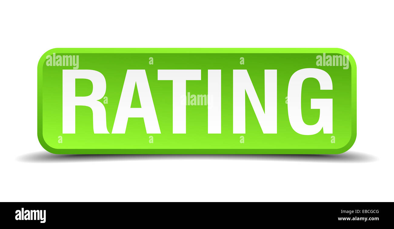 Rating Green Rating green 3d realistic square isolated button Stock Photo - Alamy