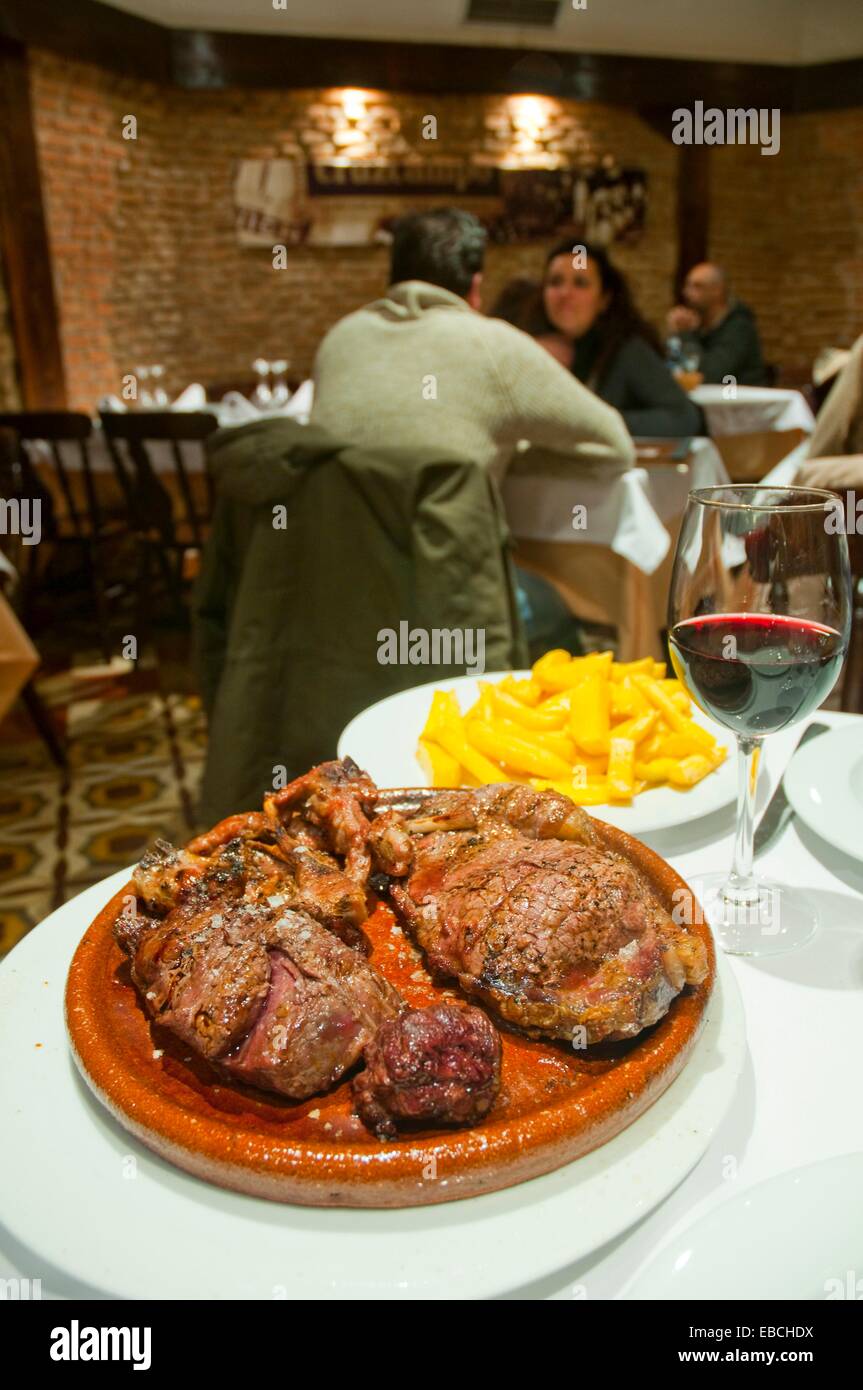 Beef steak with chips in a restaurant. Madrid Spain Stock Photo Alamy
