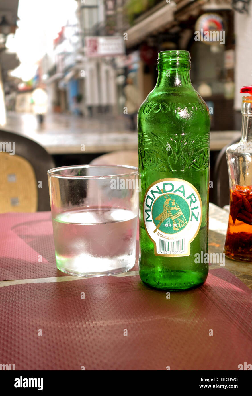 Bottle of sparkling water club soda, soda water, seltzer water Selters  fizzy water with glass on table Spain Stock Photo - Alamy