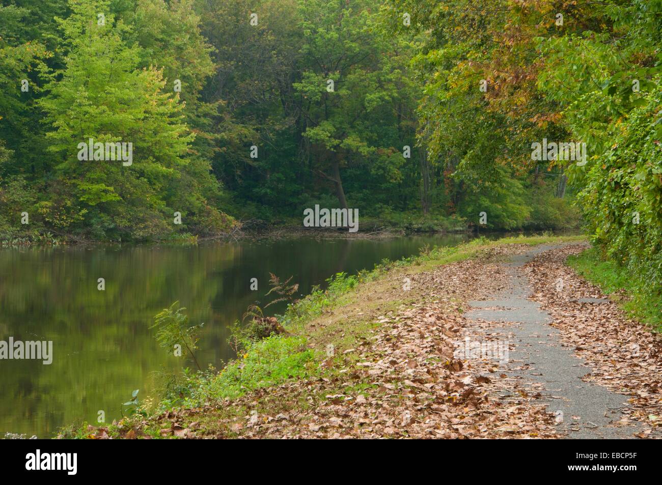Towpath trail, Windsor Locks Canal State Park Trail, Connecticut Stock
